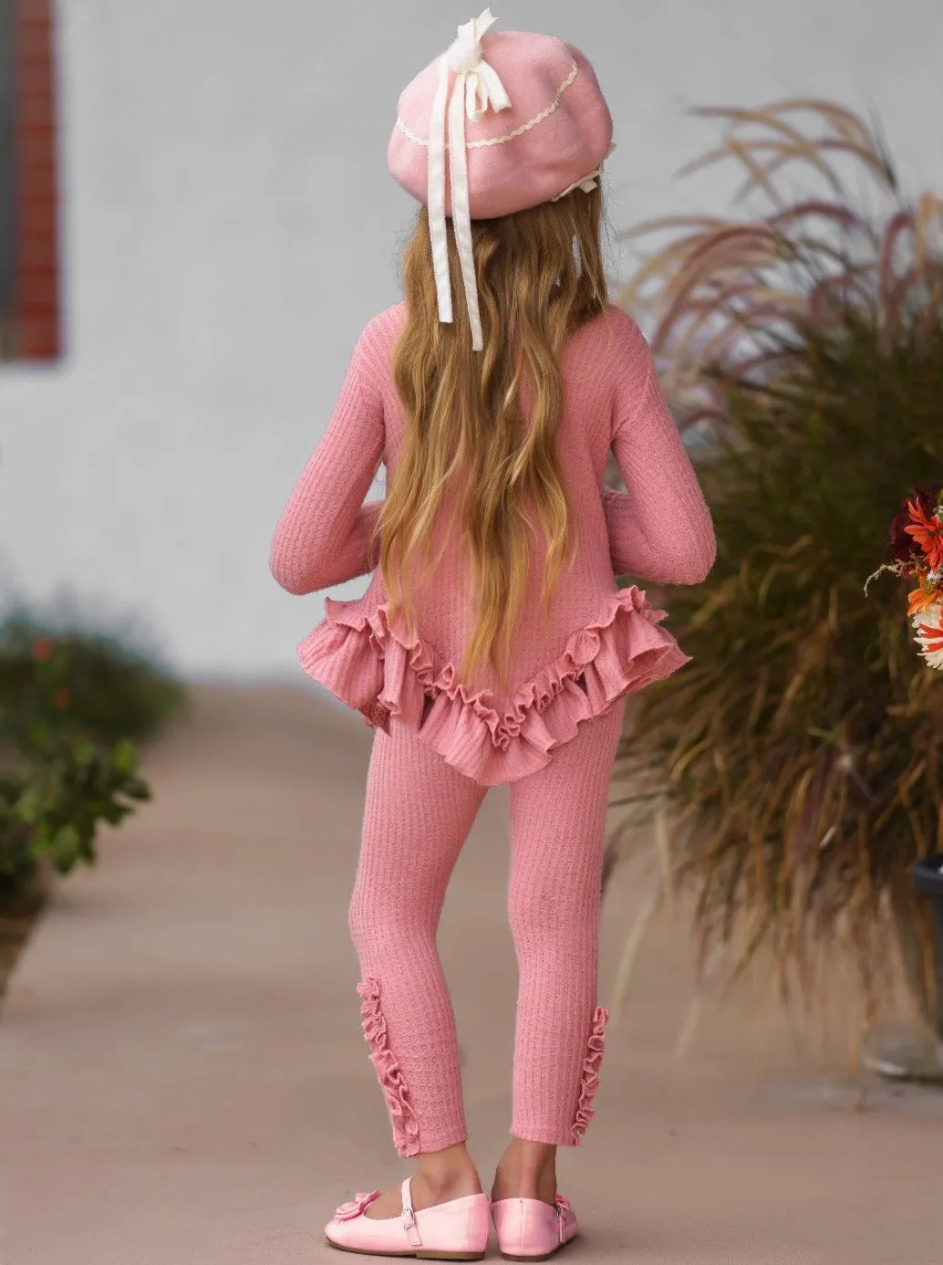 Pretty In Pink Waffle Knit Legging Set