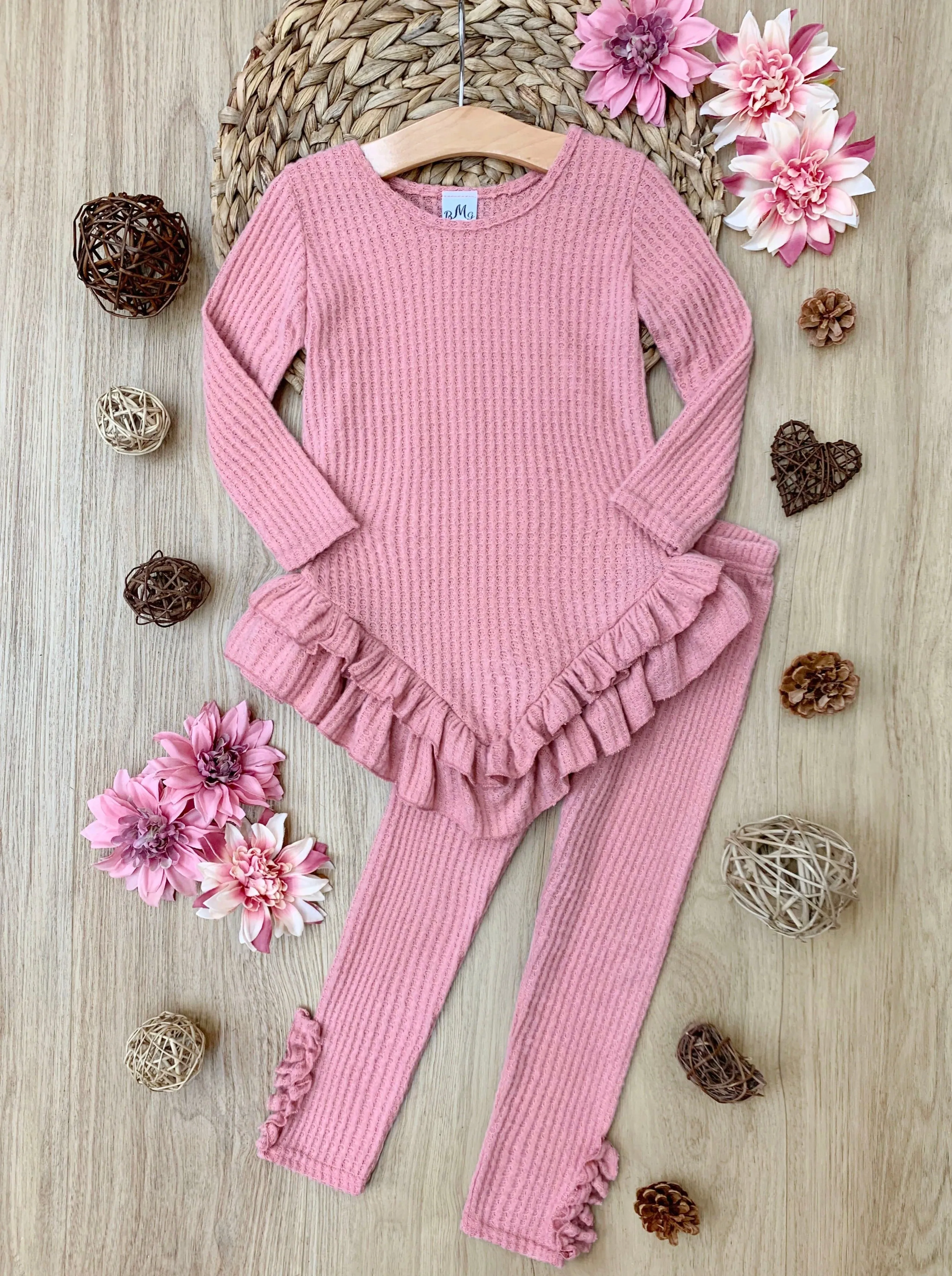 Pretty In Pink Waffle Knit Legging Set
