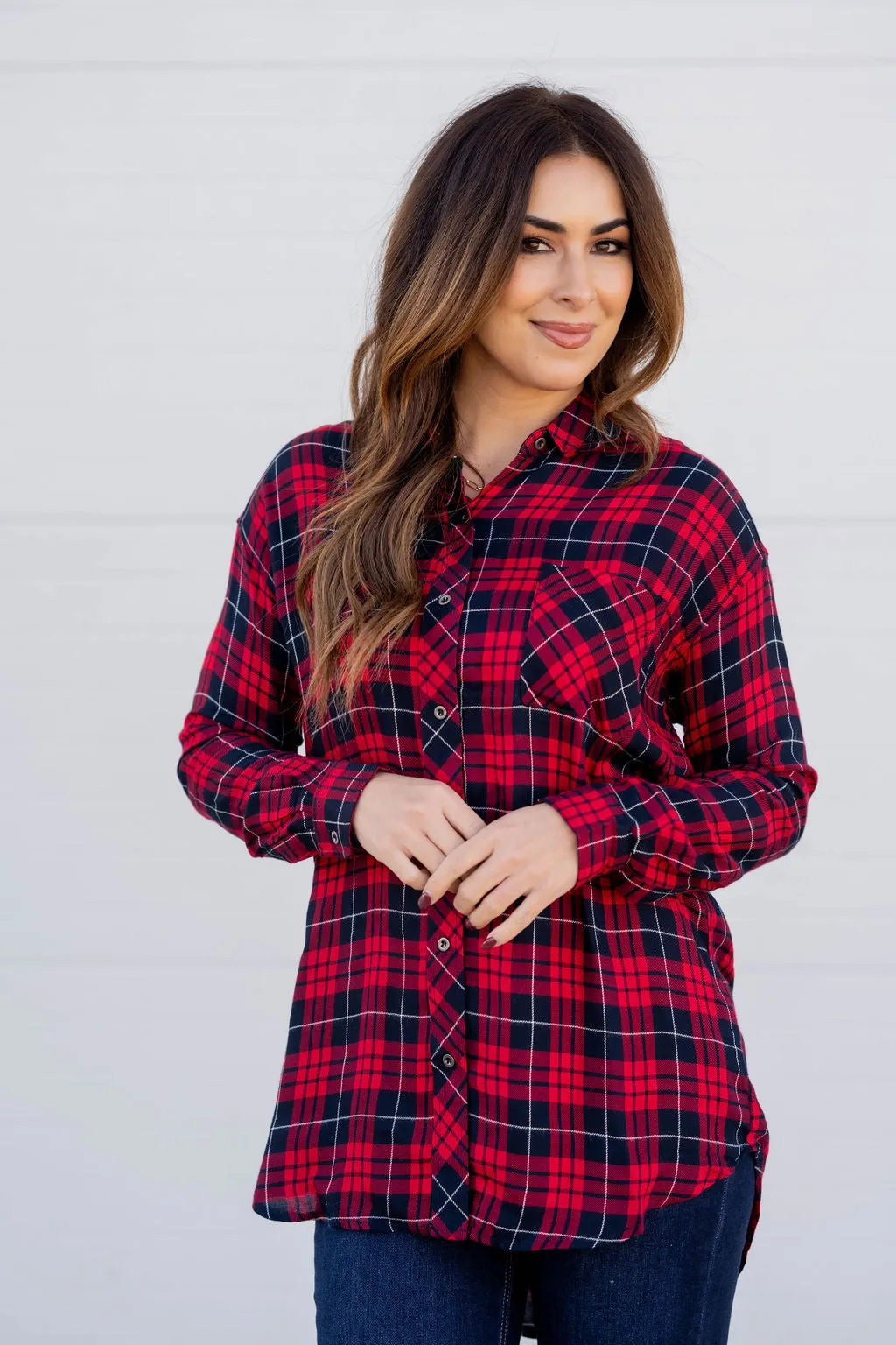 Pretty In Plaid Tunic Blouse