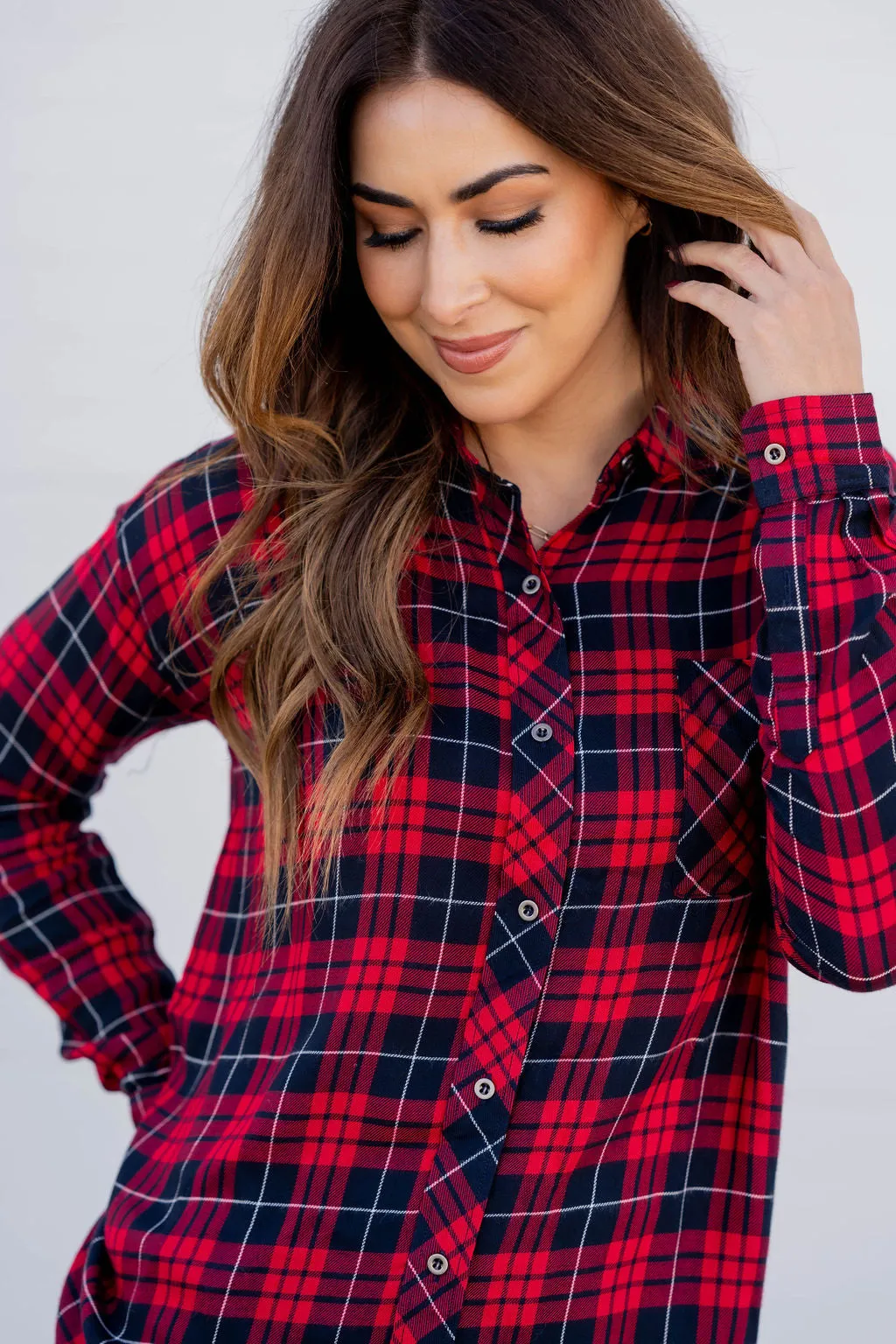 Pretty In Plaid Tunic Blouse