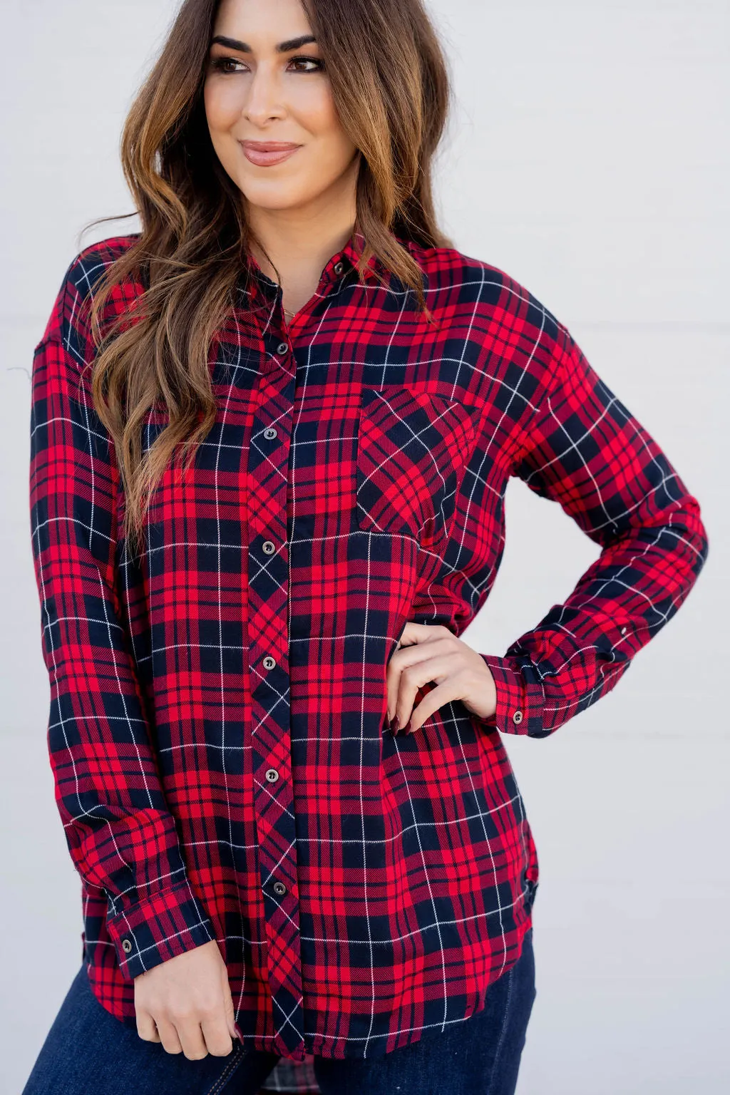 Pretty In Plaid Tunic Blouse