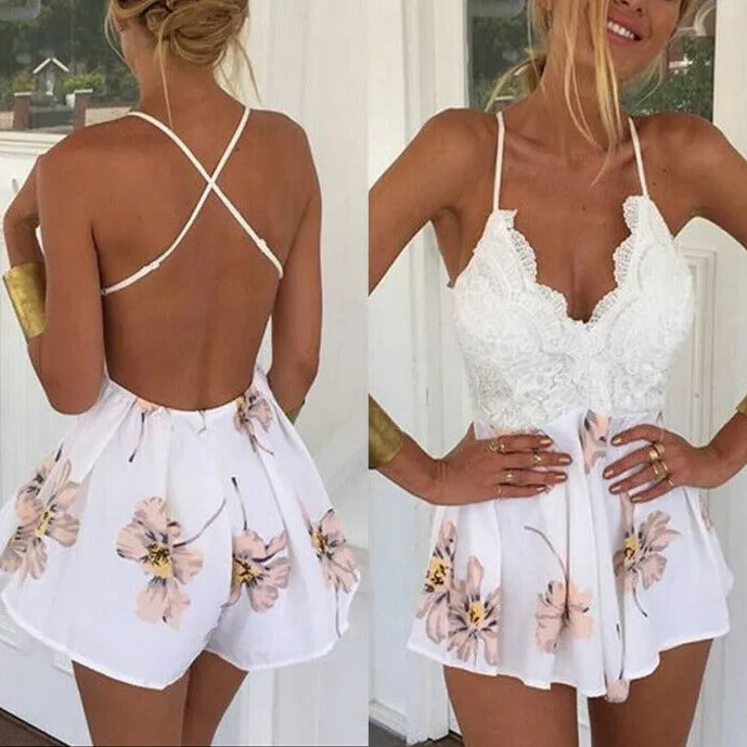 Sexy V-Neck Sleeveless Jumpsuit Women Backless Bodycon Party Casual Romper