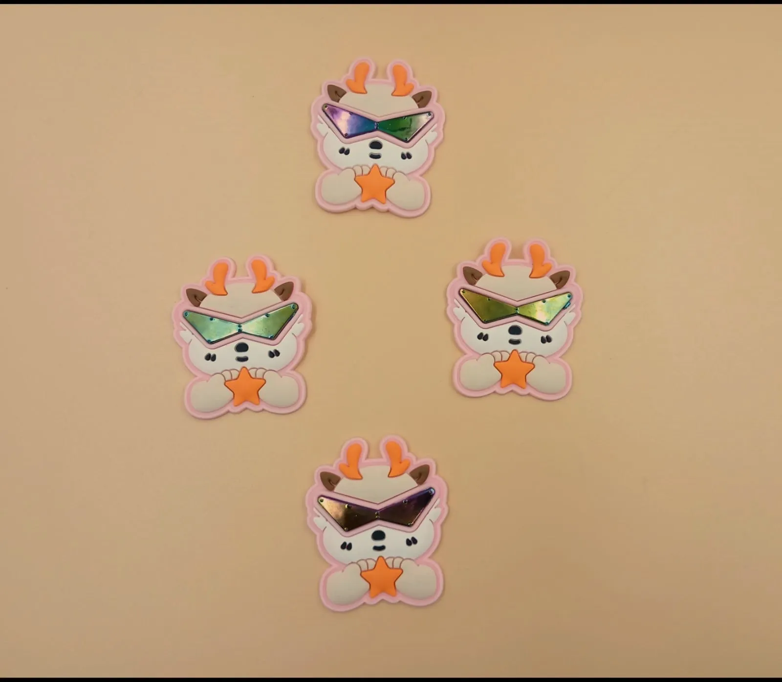 Small Cute Pink Rubber Teddy Patches