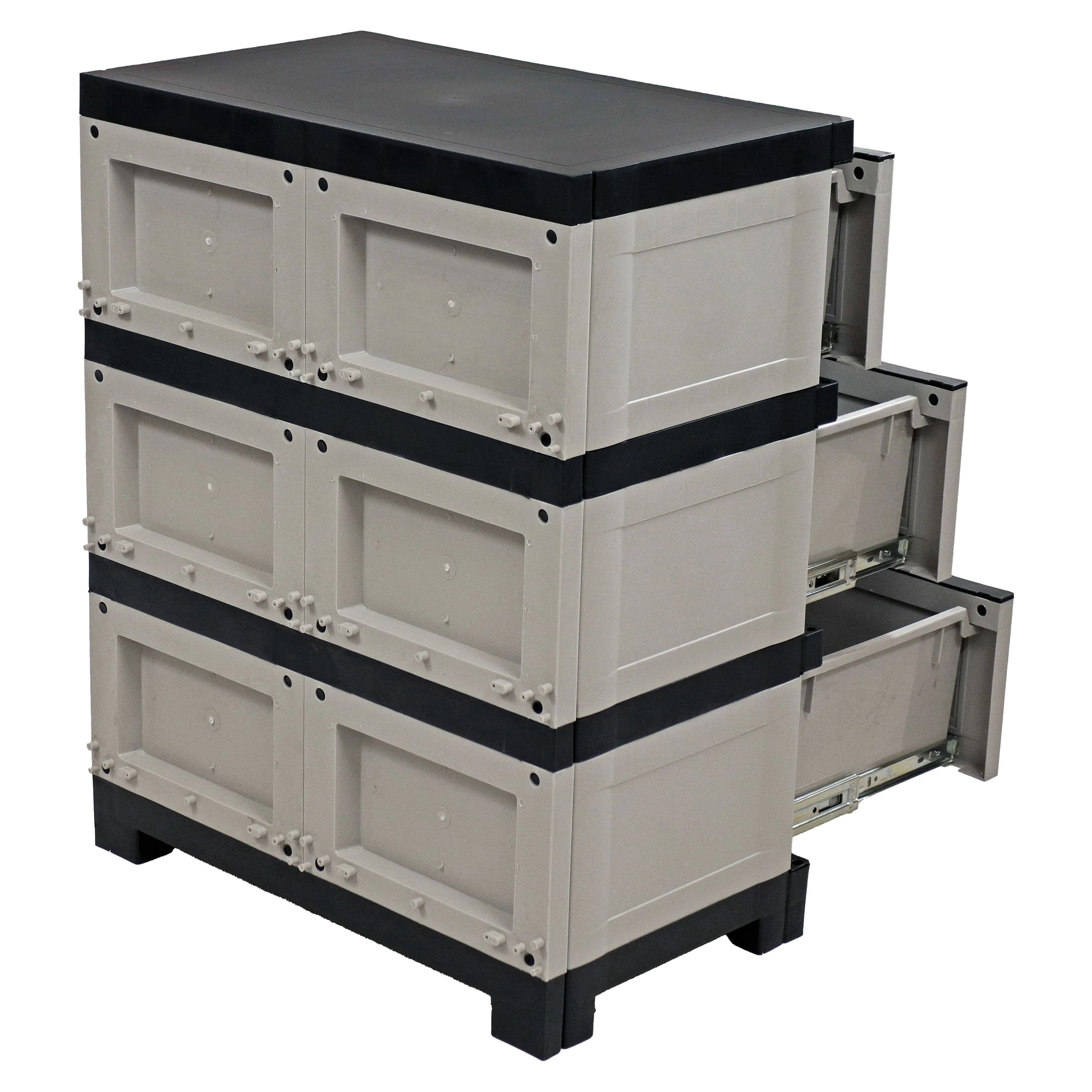 Sunnydaze 3-Tier Plastic Storage Drawers - Gray