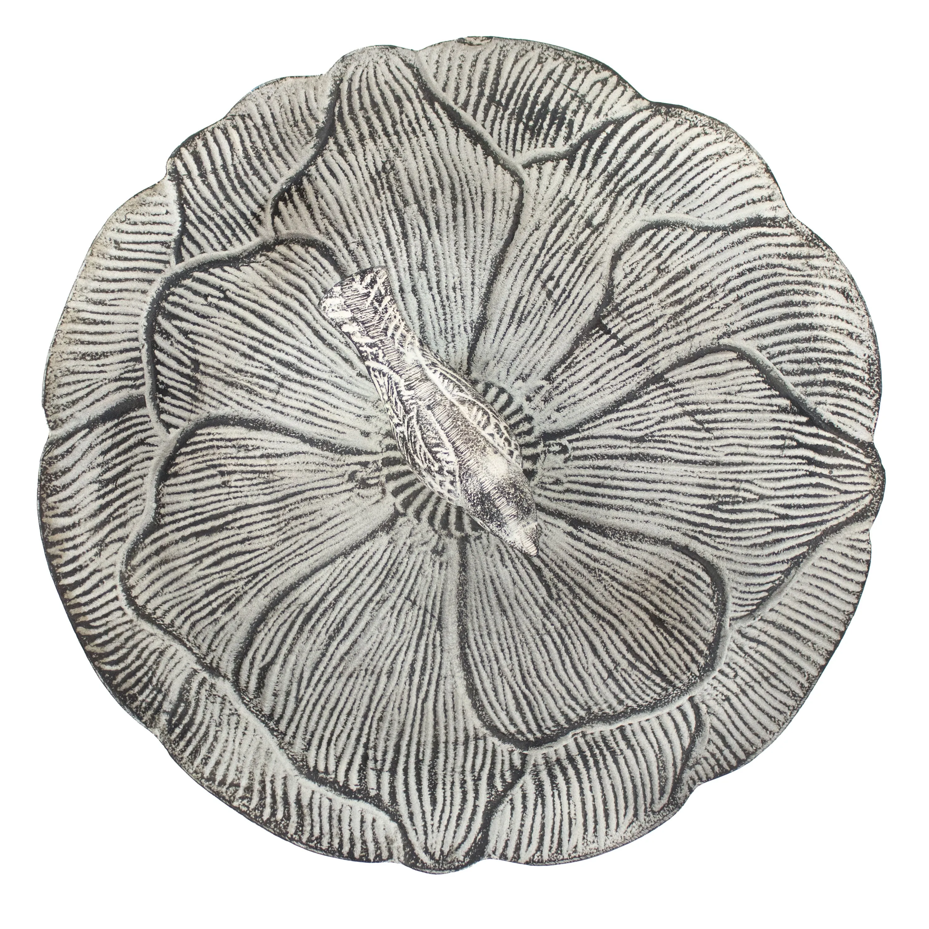 Sunnydaze Bird and Blossom Metal Bird Bath - Antique Gray - 13"