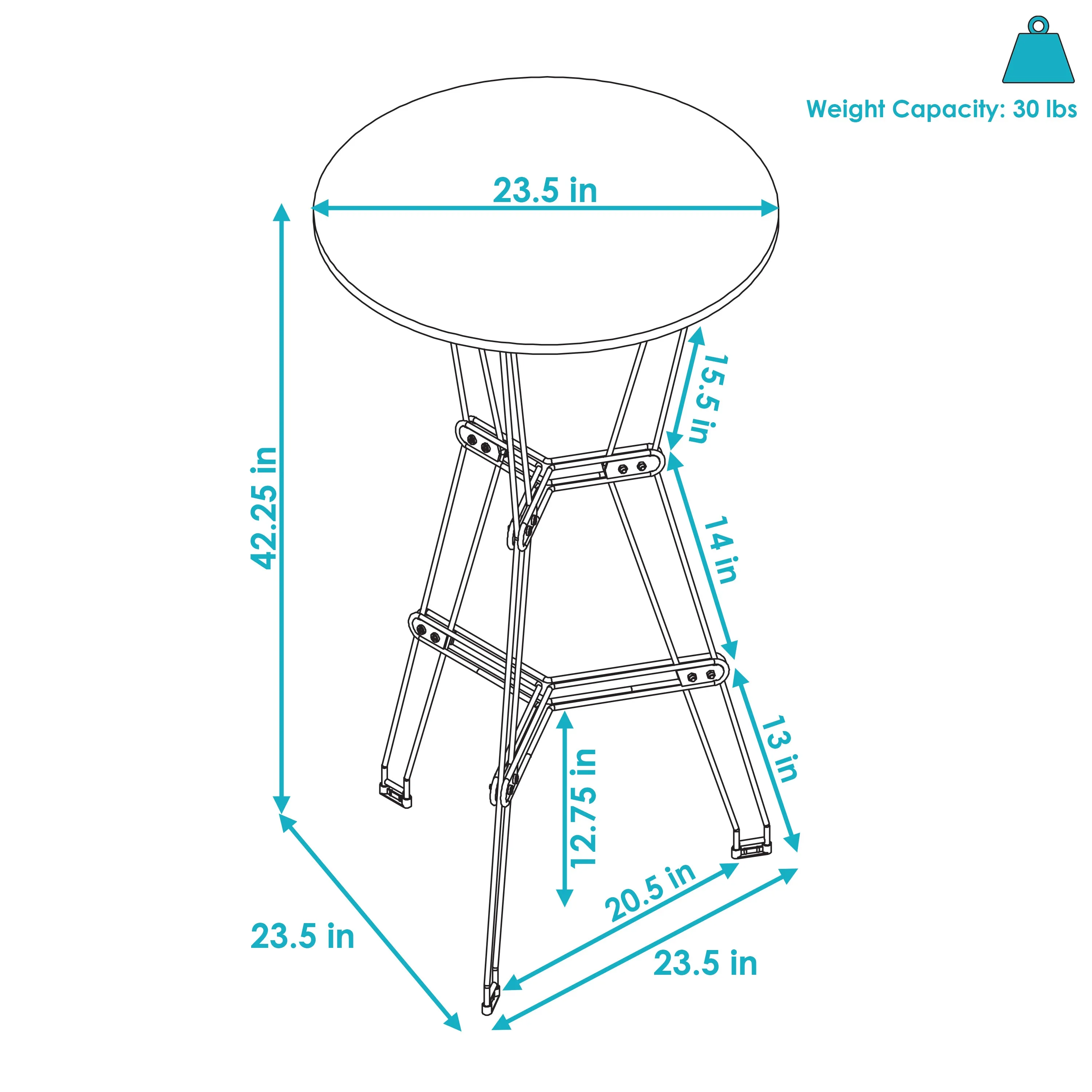 Sunnydaze Indoor Round Bar Table with Faux Woodgrain Tabletop - Brown