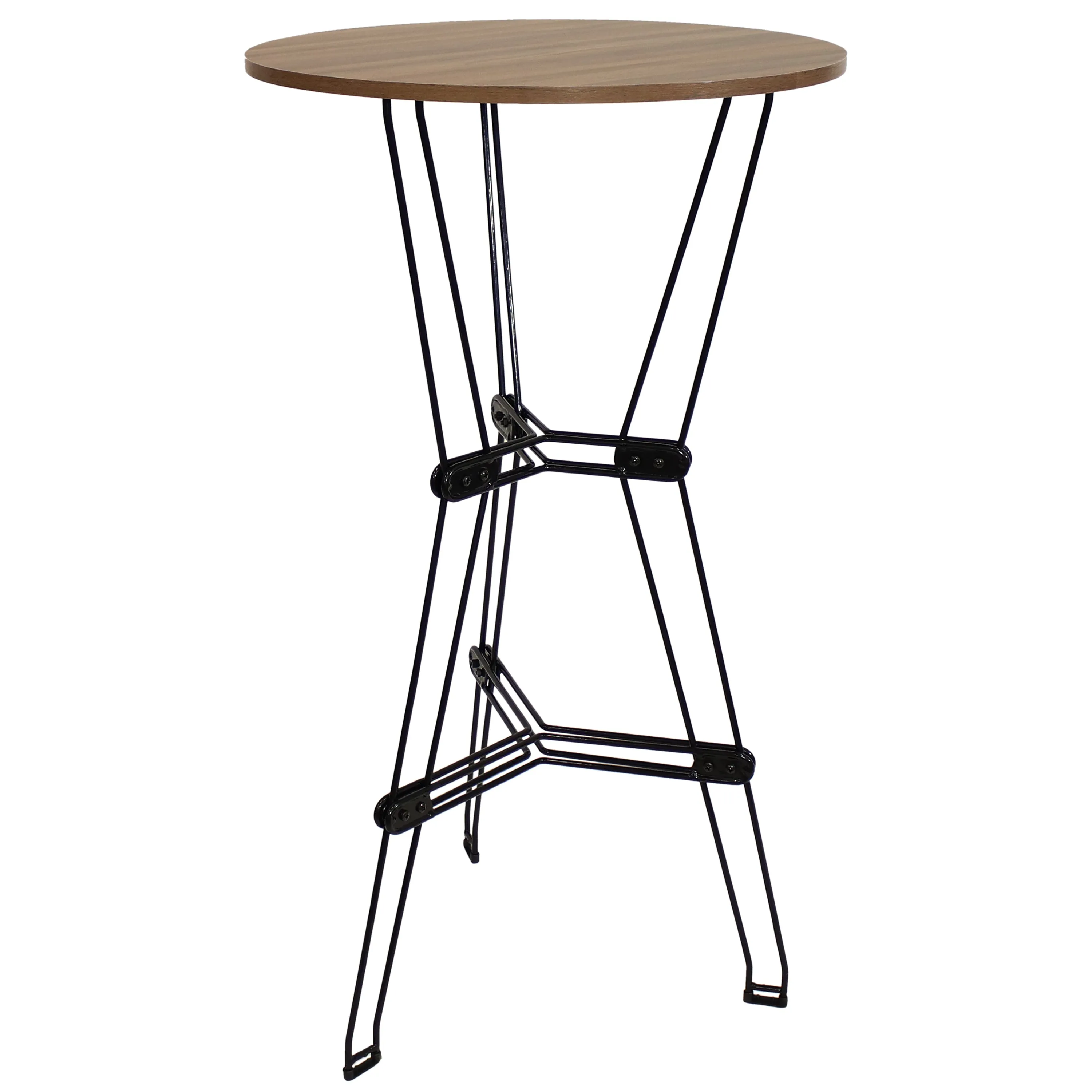 Sunnydaze Indoor Round Bar Table with Faux Woodgrain Tabletop - Brown