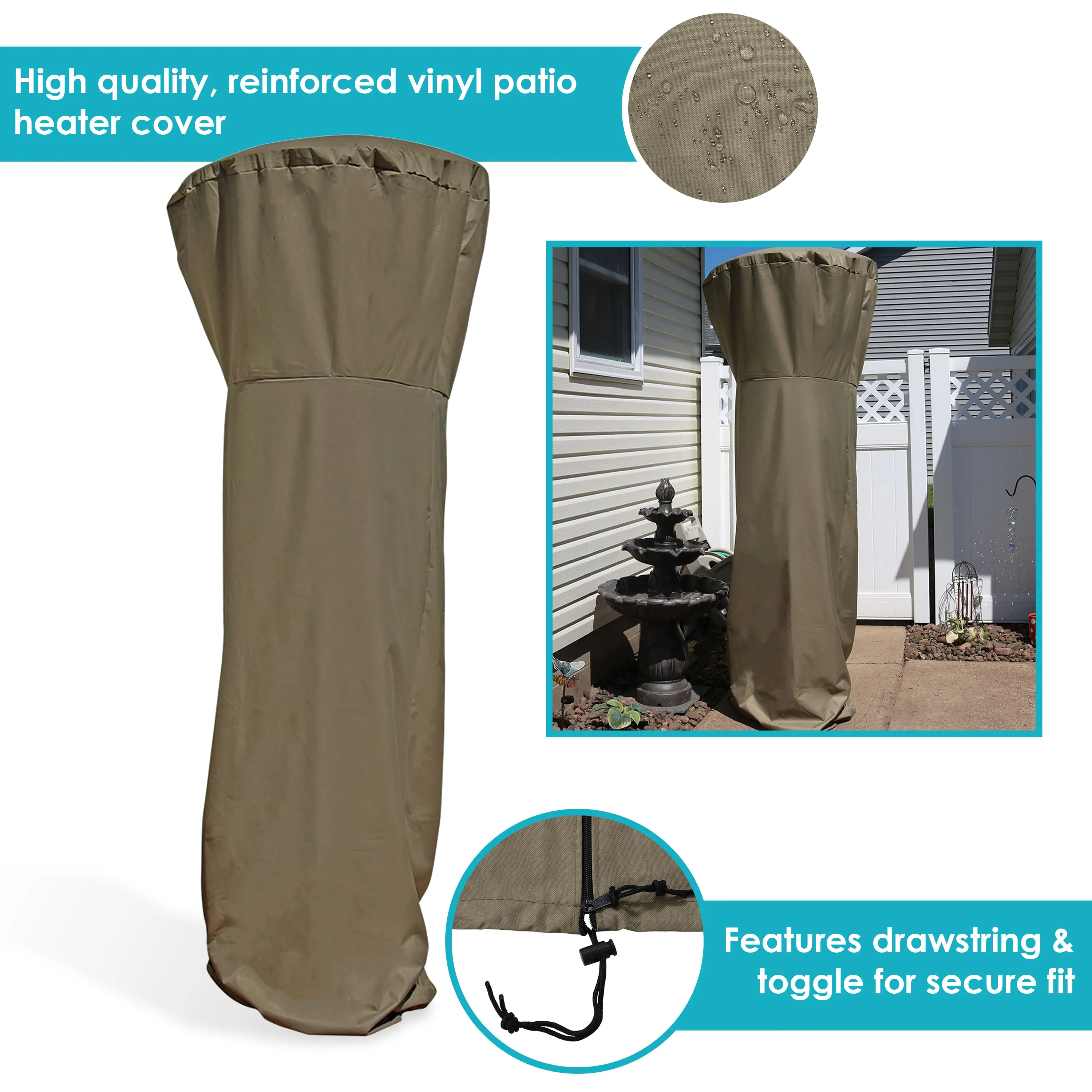 Sunnydaze Patio Heater Cover - 94" - Khaki