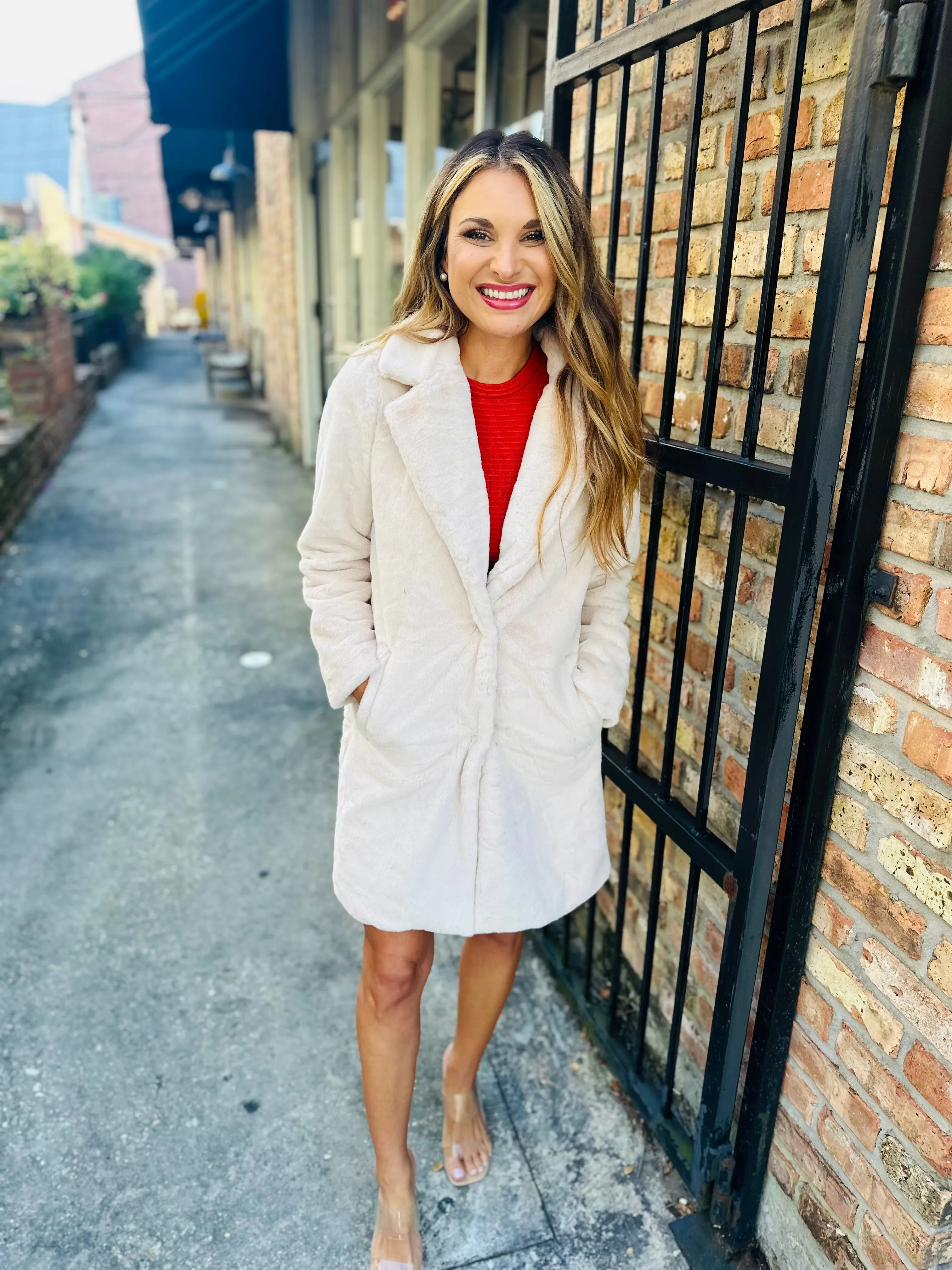 Teddy Long Coat- Cream