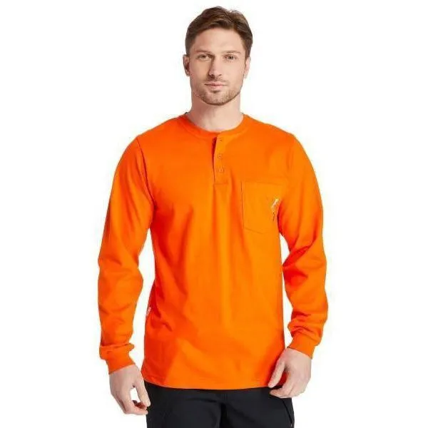 Timberland Pro Men's Flame Resistant Long Sleeve Work Henley - Orange - TB0A23P4Y86