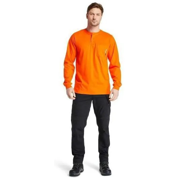 Timberland Pro Men's Flame Resistant Long Sleeve Work Henley - Orange - TB0A23P4Y86